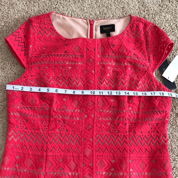 NWT! LAUNDRY by Shelli Segal Size 12 coral lace dress - Picture 6 of 8